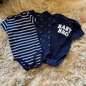 Infant Navy Baby Onesies Set of 3